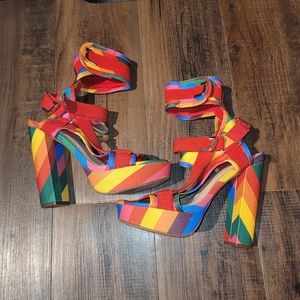 Lilliana by glamrock rainbow swirl heels. Womens 6.5